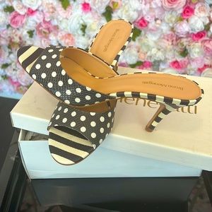 Bruno Menegatti polka dot/stripes leather pump